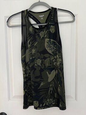 Old Navy Black and Olive Green Floral Racerback Tank Never Worn